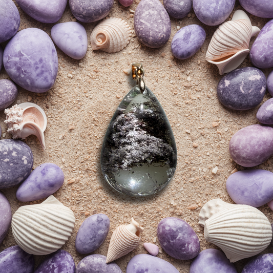Scenic Phantom Crystal Pendant – Purplish Red Teardrop