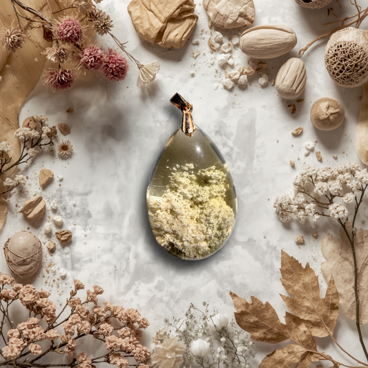 Scenic Phantom Crystal Pendant – Pale Golden Teardrop