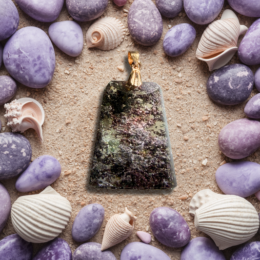 Scenic Phantom Crystal Pendant – Purplish Red with Green Tinge