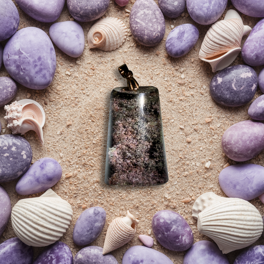 Scenic Phantom Crystal Pendant – Shimmering Purplish Green