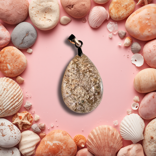 Scenic Phantom Crystal Pendant – Pinkish White Teardrop