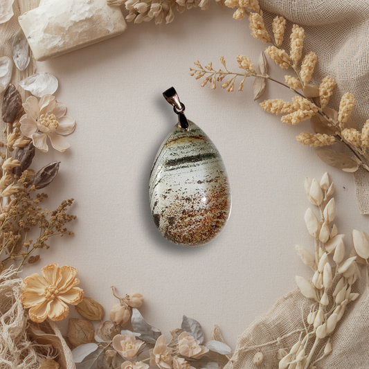 Scenic Phantom Crystal Pendant – Red Sand with Green Dash