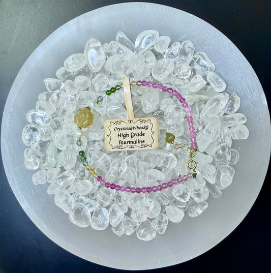 High Grade Tourmaline Yellow Rose and Pearls 925 Silver